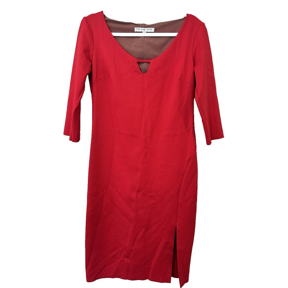 Trina Turk Red Knee Length Dress Size 10 With Slid 3/4 Sleeves 2133 - Picture 1 of 8